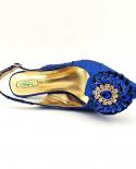 נמכרים חמים נעלי נשים ותיק בעיצוב איטלקי מעוטרים בקריסטל צבעוני בצבע כחול רויאל לחתונה מסיבה