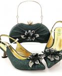 Italian Design  Nigerian Fashion Elegant Ladies Shoes And Bag Set With Special Flower Decoration In Black Color For Part