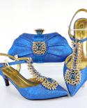 Qsgfc  Newest Italian Design Fashion Gold Ears Of Wheat Shape Style Ladies Shoes And Bag Set In Orange Color For Party  