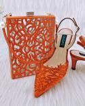 Qsgfc Italian Design African Ladies Shoes And Bag Hollow Design Bag And Thin Heels Decorated With Rhinesto Metal Decorat
