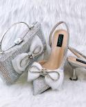 Qsgfc 2022 Newest Party Shoes Ladies Shoes And Bag Setfull Diamond Butterfly Design In Dgreen Color  Pumps