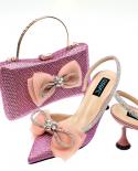 Qsgfc 2022 Newest Party Shoes Ladies Shoes And Bag Setfull Diamond Butterfly Design In Dgreen Color  Pumps