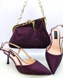 Qsgfc 2023 Purple Color Italian Design Full Diamond Fashion Bag Shoulder Bag And Strap High Heels Commuter Shoes And Bag