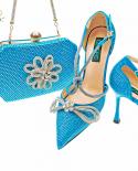 Qsgfc 2022 Newest Party Shoes Ladies Shoes And Bag Setfull Diamond Butterfly Design In Dgreen Color