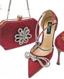 Qsgfc 2022 Newest Party Shoes Ladies Shoes And Bag Setfull Diamond Butterfly Design In Dgreen Color