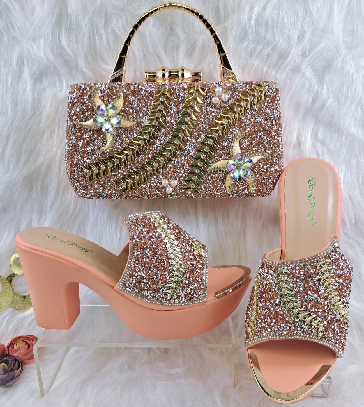 Wedding Shoe Bag  Ladies Bag Shoes  Peach Shoe Bag  Party Shoes  Royal Work  Color Ladies  