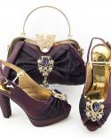  Women Party Shoes And Bag Set With Shinning Crystal Peep Toe Sandals African Ladies Matching Shoes And Bag In Purplr Co