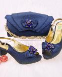 New Arrival Italian Design Champagne Color Women Matching Shoes And Bag Set Decorated With Rhinestone Nigerian Shoes And