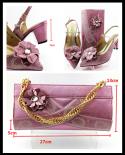 Qsgfc Italian Design Models With Floral Decoration Pointed Toe High Heels Elegant Ladies Shoes And Bag Set