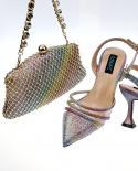 Qsgfc Nigeria New Colorful Sparkling Full Diamond Decoration High Heels Rainbow Color Womens Shoes And Party Wedding Ba