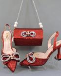 Wine Glass Heel Wedding Shoe  Red Wedding Shoes Bag  Ladies Red Shoes Bag  Red Color  