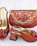 New Arrival Peach Color African Women Matching Italian Design High Heel Ladies High Quality Shoes And Bag Set For Party 