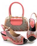 Champagne Color Italian Design New Arrival Fashion Ladies Shoes And Bag Decorated With Rhinestone For Party Weddingwomen