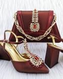 Qsgfc New Design Fashion Ol Commuter Handbag With Shiny Diamond Decorated High Heels Shoes Nigeria Ladies Party Shoe Bag