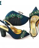 Italian Design Nigerian New Arrival Fashion Special Crystal Style Elegant Women Shoes And Bag Set In N Blue Color For Pa