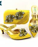 Italian Design African Fashion Hot Selling Yellow Color Special Flower Decoration Style Party Wedding Women Shoes And Ba