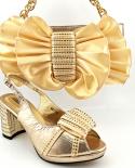 Italian Shoes Bag Set  Gold Shoe Bag  Pumps  Gold Color Italian Design Ladies Shoes  