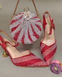 Qsgfc New Red Color Pointed Toe High Heels Ball Heel With Round Handbag Fashion And Elegant Party Ladies Shoes And Bag S
