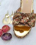 Gold Butterfly Heels  Middle Heel Sandals  Shoe Bag Set  Pumps  Gold Color Design  