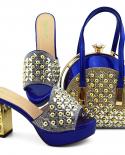 Summer New Coming Italian Design Teal Color Shoes And Bag To Match Set Nigerian High Heels Party With Mature Style  Pump
