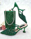 Qsgfc Colorful Party Ladies Shoe Bag Set Italian Pointed Cutout Design High Heels Bag With Drop Shaped Rhinestones