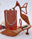 Qsgfc Colorful Party Ladies Shoe Bag Set Italian Pointed Cutout Design High Heels Bag With Drop Shaped Rhinestones