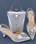 Italian Design Newest Fashion Special Butterflykont Style Silver Color Noble Women Shoes And Bag Set Decorated With Rhin