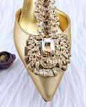 Qsgfc 2023 Newest Ins Style Gold Color Elegant High Heels Nigeria Popular Design African Ladies Shoes And Bag Set  Pumps
