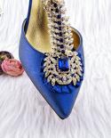 Qsgfc Royal Blue Noble Three Dimensional Bag With Elegant High Heels Shoes Italian Popular Design African Ladies Shoes B