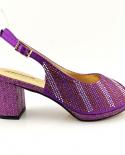  African Hot Selling Purple Color Fashion Crystal Style Elegant Party Wedding Ladies Shoes And Bag Set  Pumps