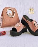 Qsgfc New Black Simple Fashion Water Ripple With Metal Decorative Belt Waterproof Platform Ladies Sandals Shoes And Bag 