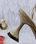 Qsgfc 2022 New Mature Style New Fashion Italian Designer Glitter Frosted Fabric With Cut Faceted Crystals Womens Shoes 