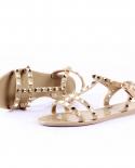2023 Summer New Rivet Open Toe Sandals Womens Flat Non Slip Roman Shoes Buckle Casual Beach Shoes Jelly Shoes Womens S