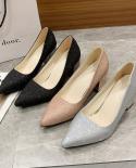 2023 Womens Shoes High Heels Square Toe Bling Single Shoes Professional Thick Heel Platform High Heels Plus Size 43
