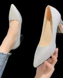 2023 Womens Shoes High Heels Square Toe Bling Single Shoes Professional Thick Heel Platform High Heels Plus Size 43
