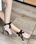 Spring Autumn Fashion High Heels Lace Up  Pumps Shoes 2022 Shallow Pointed Toe Women Shoes Wedding Party Dress Ladies Sh