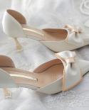 2022 Apring Autumn High Heels Bow Sandals Women Shoes Fashion Pumps Designer Thin Heels Shoes Pointed Toe Wedding Mujer 