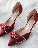 2022 Apring Autumn High Heels Bow Sandals Women Shoes Fashion Pumps Designer Thin Heels Shoes Pointed Toe Wedding Mujer 