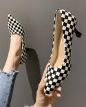 Comfortable Hot Sale  Ladies High Heels Women Stiletto Plaid Pointed Toe Shoes For Wedding Women Platform Heels  Pumps