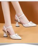 2022 Summer Women Fashion Highheeled Shoes  And Elegant Oneword Buckle Pointed Bow Ladies Sandals Sandals Women 2022  Wo