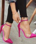 Women High Heel Shoes Pointed Monochrome Belt Buckle Stylish Women Dress Shoes Plus Size 35   43