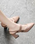 2022 Spring Hollow Coarse Sandals Highheeled Shallow Mouth Pointed Pumps Shoes Women Female  High Heels Large Size Mujer