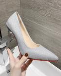 2022 Cute Women Pumps  Glitter Black Silver High Heels Shoes Woman Luxury Designer Stiletto Wedding Party Shoes Plus Siz