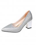 Bling Bride Wedding Shoes Sequin Party High Heels Glitter Female Pumps Square Heel Woman Dress Shoe  Pointed Toe Plus Si