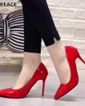 Womens New  High Heels Fashion Leather 10cm Stiletto Banquet Wedding Dress Casual Allmatch Large Size 44 Women Shoes Pu