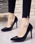 Womens New  High Heels Fashion Leather 10cm Stiletto Banquet Wedding Dress Casual Allmatch Large Size 44 Women Shoes Pu