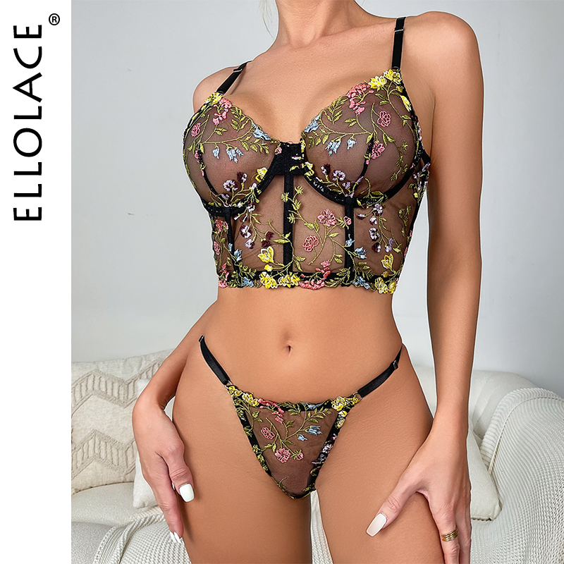 Ellolace Sexy Lingreie Lace Underwear Bra Set Women See Through Mesh Bra  And High Waist Panties Black Transparent Bra Party Set CX200629 From  Fashion_fable, $11.78