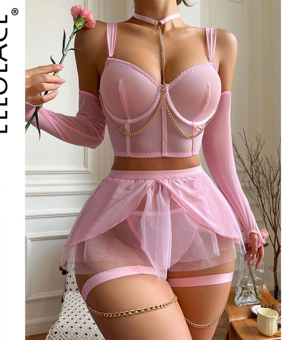 Lenceria de encaje rosa outlet