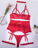 Ellolace Sensual Lingerie 5 Pieces Porn Underwear Set   Costumes Hollow Bra Bandage Briefs Red Sissy  Outfit