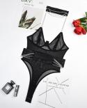 Ellolace  Bodysuit Lingerie Sheer Lace Body With Chain Fetish Tight Fitting Top Mesh One Piece Tulle Night Club Outfit